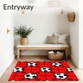 thumbnail image 3 of ODIKA 3'x5' Machine Washable Non-Slip Area Rug, Sporty Pixel Mosaic Motif Featuring Soccer Iconography High Traffic Rug, Red, 674751, 3 of 7