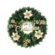 thumbnail image 2 of Guirnalda de decoración navideña, corona navideña para colgar en la puerta, invierno, decoración tres flores doradas, 2 of 9