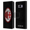 thumbnail image 1 of Head Case Designs Officially Licensed AC Milan Crest Full Colour Black Leather Book Wallet Case Cover Compatible With Samsung Samsung Galaxy S8, 1 of 1