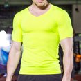 thumbnail image 2 of AHTJRT Men's Slim Fit Crew-Neck Undershirt Short Sleeve Body Shaper T-Shirt Comfortable Men's Underwear Green L, 2 of 5