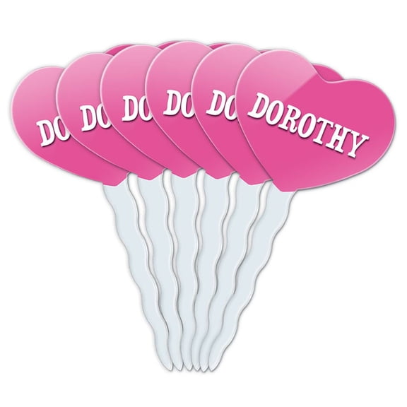 Dorothy Heart Love Cupcake Picks Toppers - Set of 6