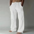 thumbnail image 1 of CHUANK Linen Clothing For Men Contemporary Comfortable Quality Soft Linen Solid Color Trousers With Pocket Drawstring Casual Pants, 1 of 7