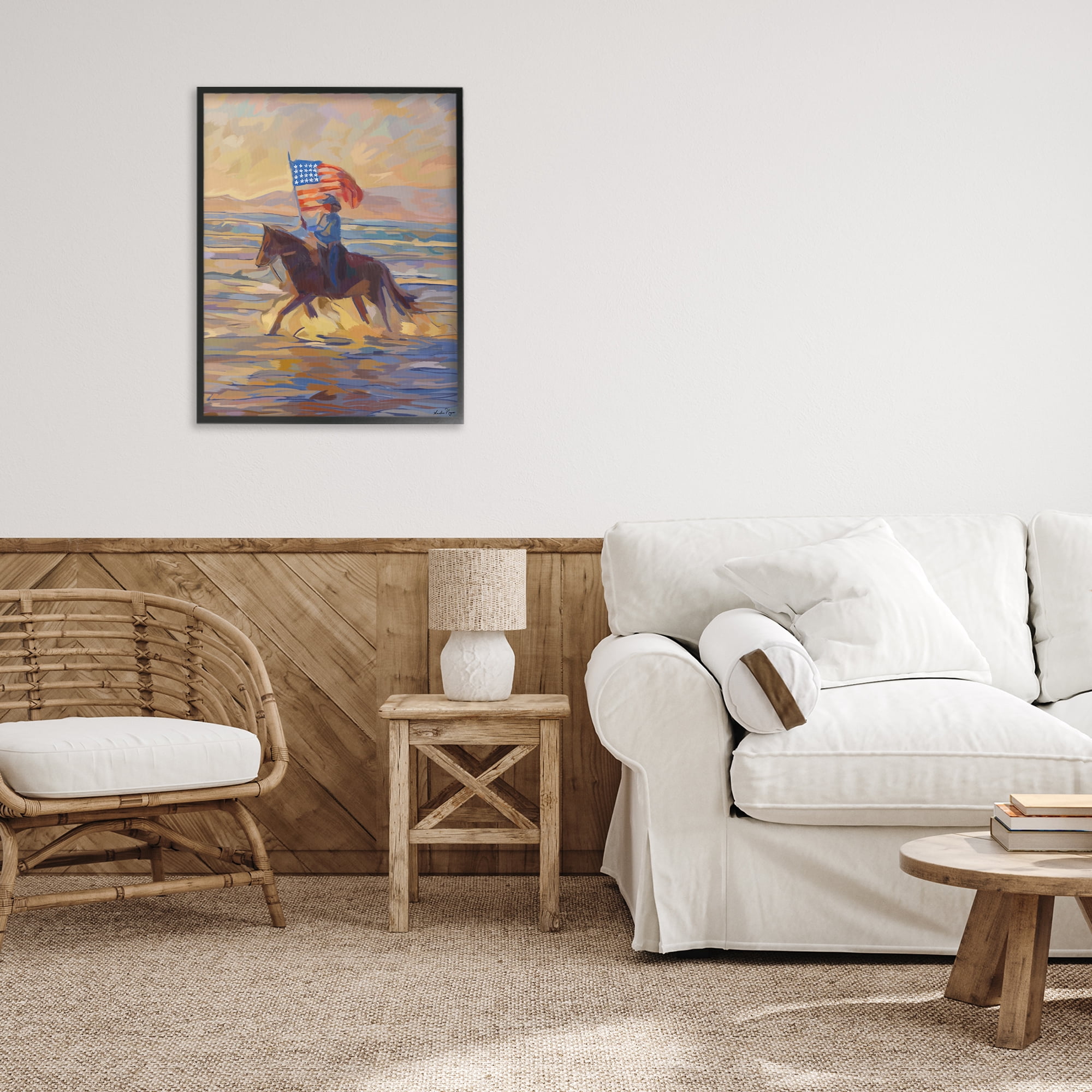 Stupell Industries American Cowgirl Abstraction Black Framed Giclee Art, design by Amelia Noyes