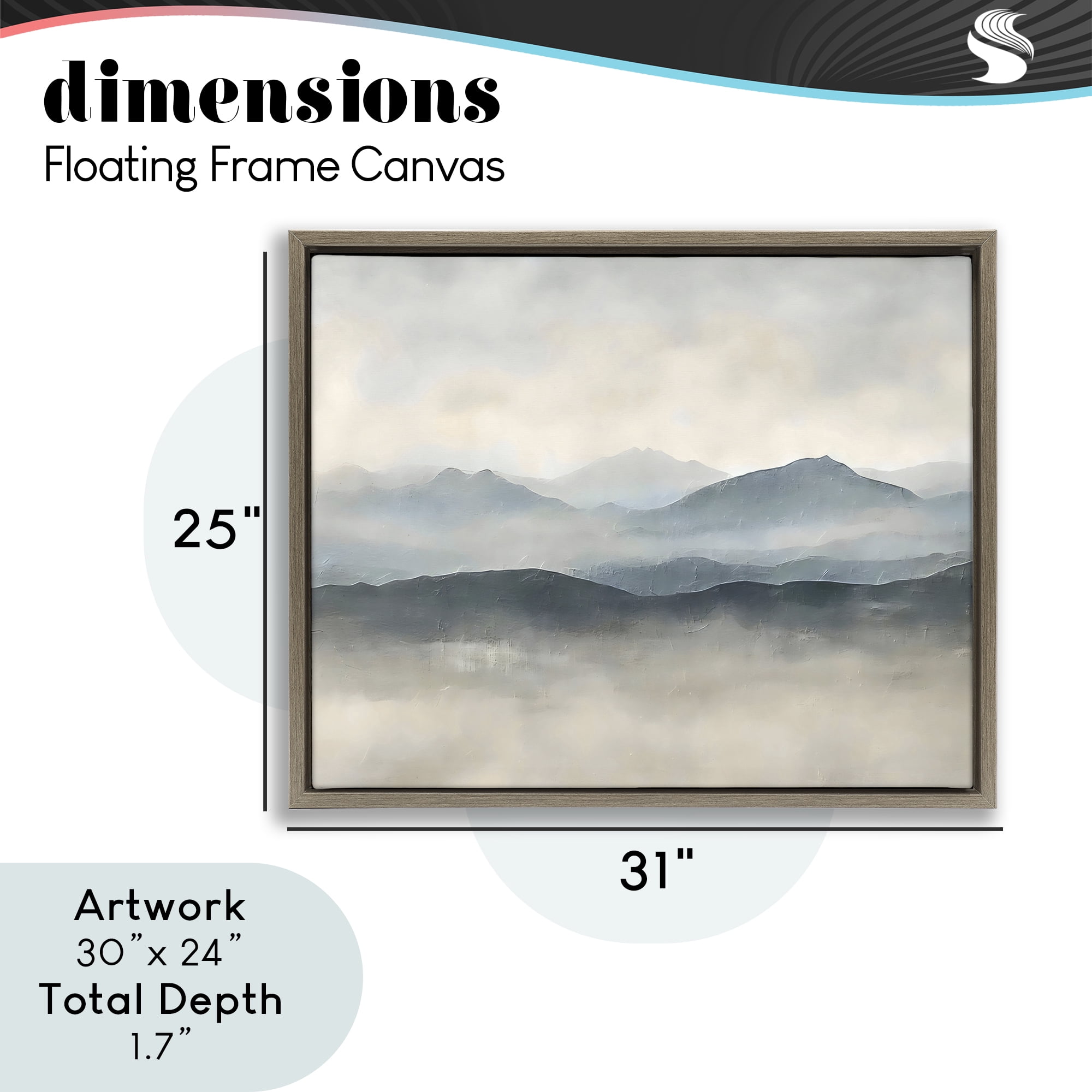 Stupell Industries Misty Muted Mountainscape Brown Framed Floater Canvas Wall Art, design by Riley B