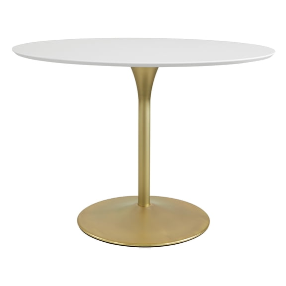 OSP Home Furnishings Flower Dining Table with White Top and Brass Metal Base