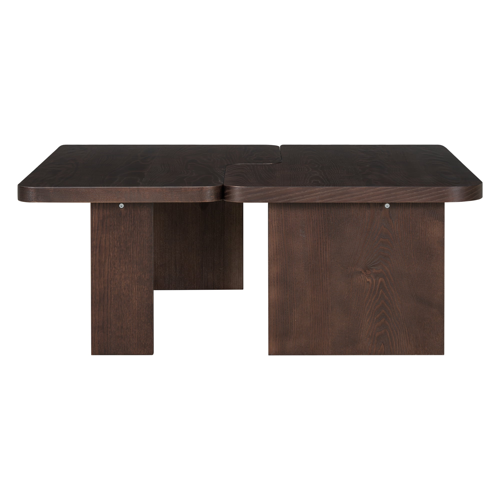 Modern Coffee Table Set,Rectangle Coffee Table with Splicing Design,Multifunctional Combination Side Table for Living Room,Espresso