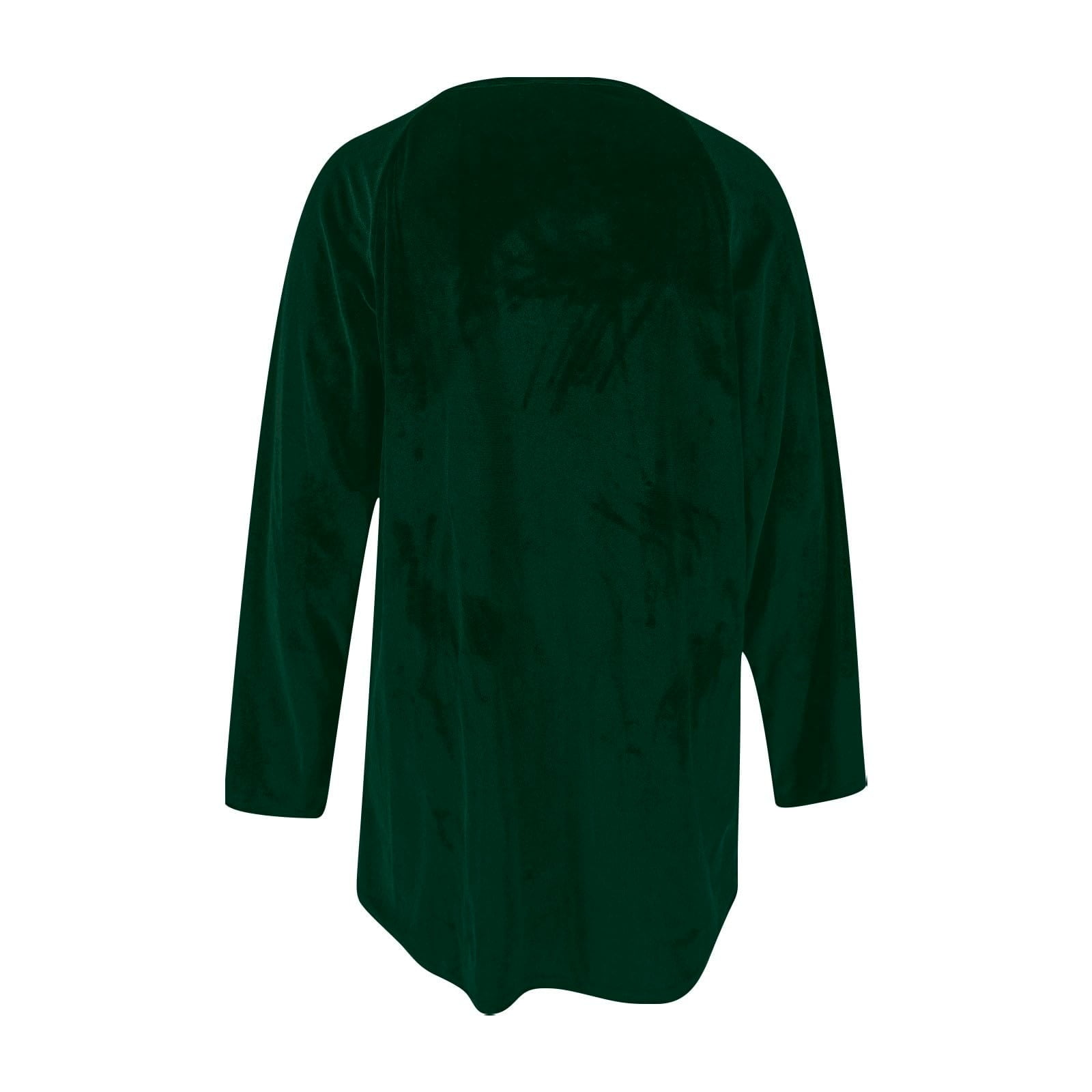 ylioge Velvet-Shirts for Women Plus Size S-5X Long Sleeve Tunic Tops Womens Trendy Solid Color Pullover Button Crewneck Pleated Raglan Blouses Top
