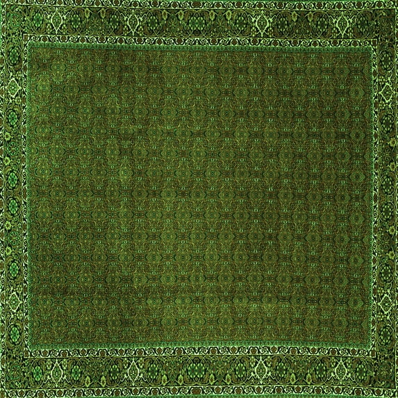 Ahgly Company Indoor Square Persian Green Traditional Area Rugs, 5' Square