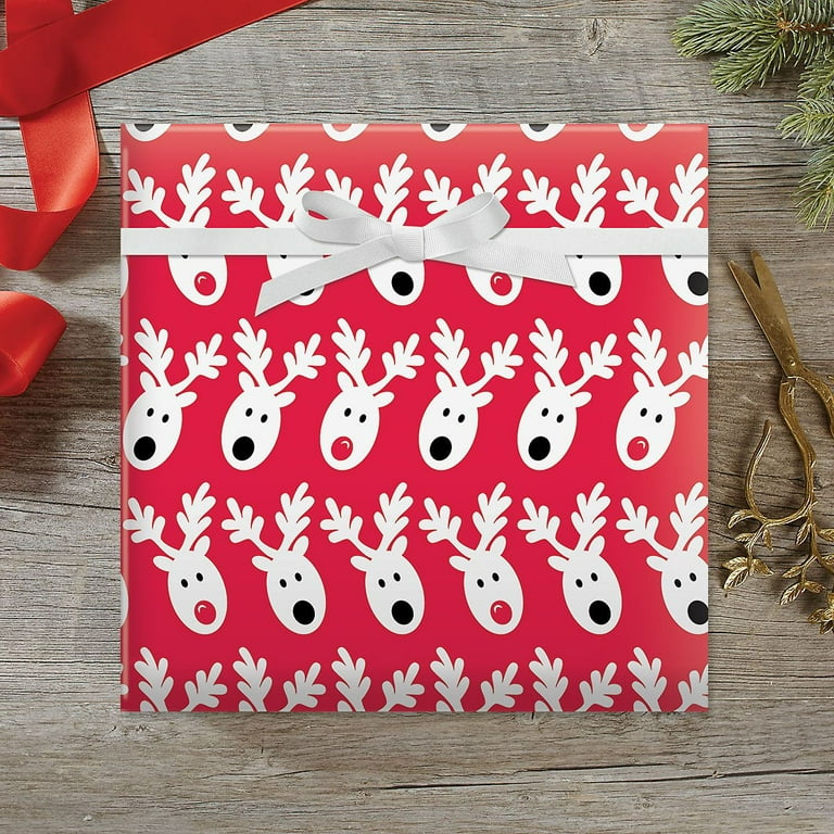 Vintage Christmas Gift Wrap Paper off Dept Store Roll Reindeer