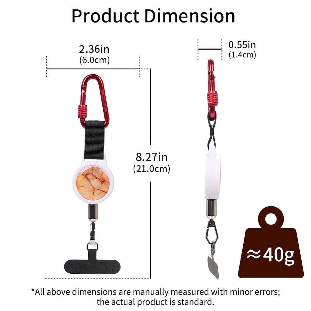 Retractable Phone Lanyard - Anti-Theft Tether with 360° Swivel Carabiner for Hiking Skiing Cycling
