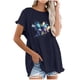 thumbnail image 1 of Blusa de manga corta con estampado regular de flecos y cuello redondo de algodón y cáñamo para mujer OAVQHLG3B Store  lin121212, 1 of 5
