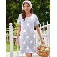 thumbnail image 3 of EKOUAER Cotton Nightgowns for Women Short Sleeve Sleep Shirts Pleated Night Shirts Soft Crew Neck Night Gown, 3 of 6