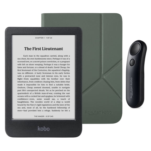 Kobo Clara BW eReader with Misty Green SleepCover & Black Remote Bundle