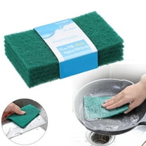 Heavy Duty Scouring Pads 4x6 inches, Green Scrubbing Pads, Non Scratch Bulk Scrub Pads for Kitchen, Dishes, Pots, Pans, Grill & Household Cleaning, Reusable Multipurpose Scrubber Pads, 5 Pcs