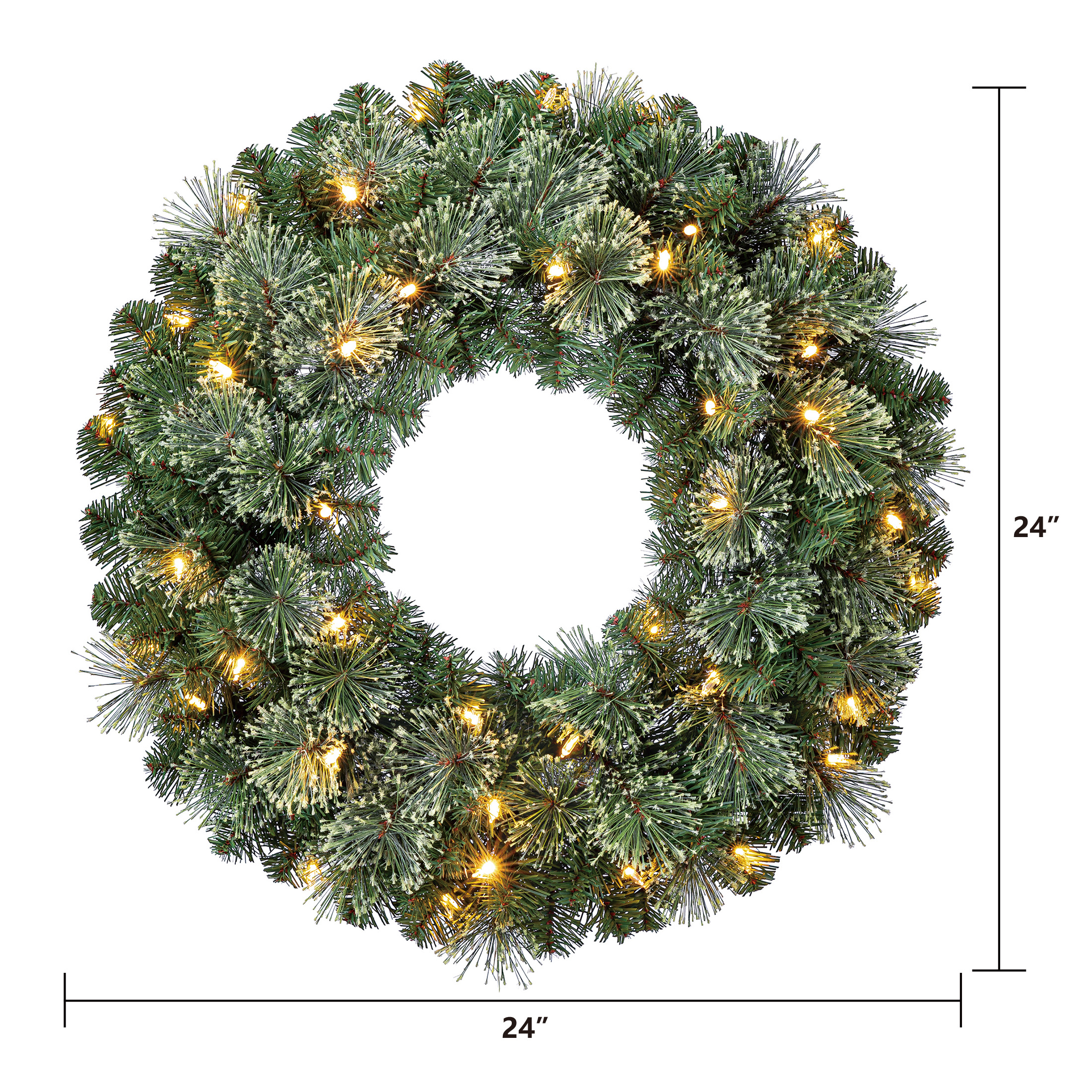 Liberty Color-Changing Pre-Lit LED Battery-Powered Artificial Christmas Wreath with Timer, 24", by Holiday Time