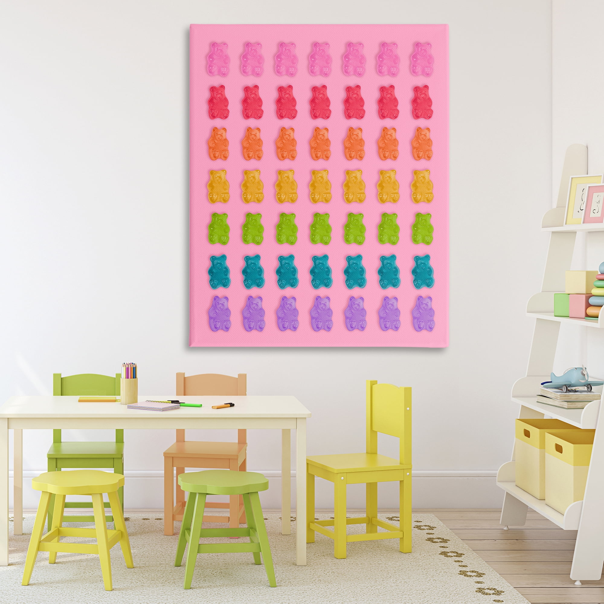 Stupell Industries Rainbow Candy Bears on Pink Canvas Wall Art, design by LISH Creative