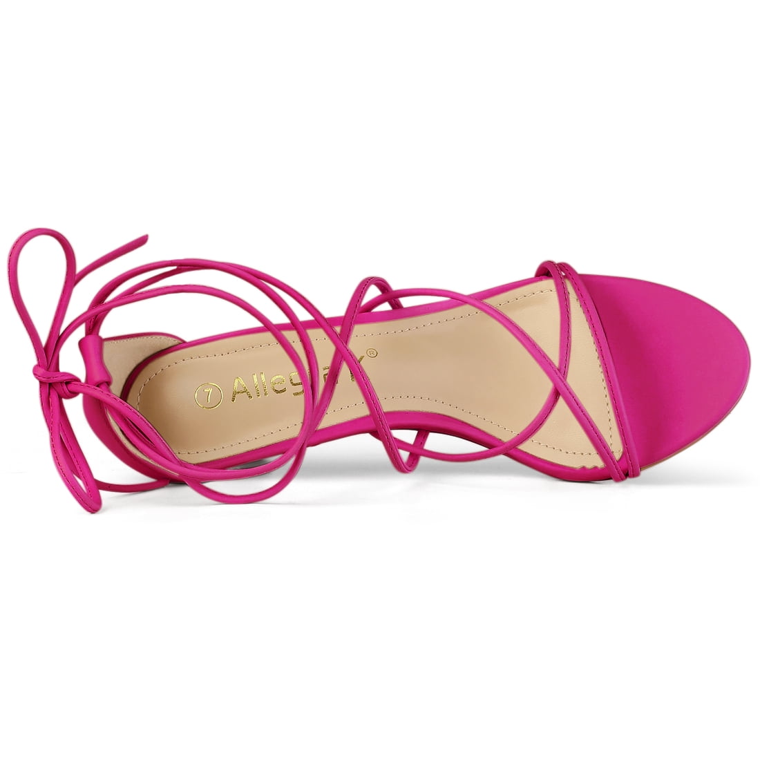 DARING DIVA Women's Strappy Kitten Heel Lace Up Sandals Hot Pink 8.5
