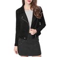 thumbnail image 1 of INSPIRE CHIC Women Short Soft Zip Up Faux Suede Biker Moto Jacket, 1 of 4