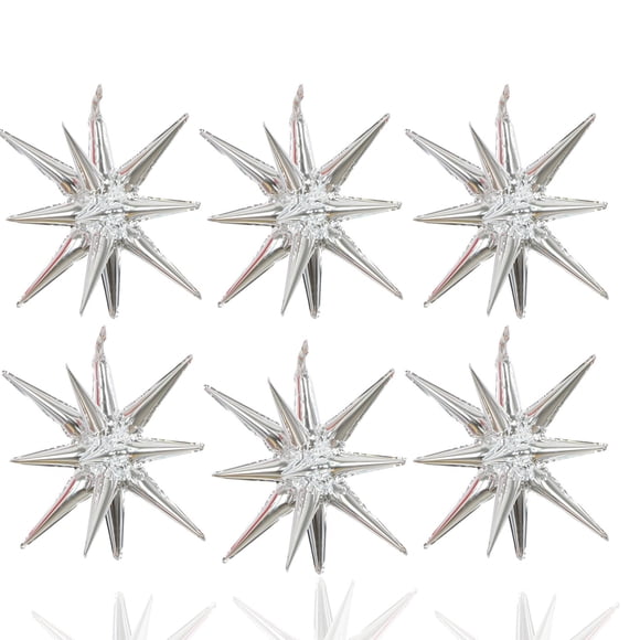 Globos de aluminio ZSYLYTKV Silver Star de 14 puntas y 22 pulgadas, paquete de 6