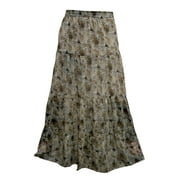 Mogul Women's Vintage Skirt Brown Printed Maxi Skirts