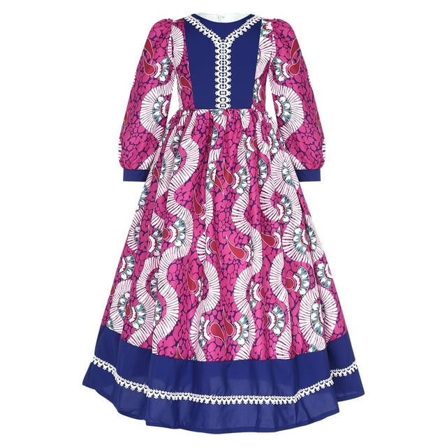 Jizyo Robe Maxi Abayas Musulmanes pour Filles, une Pièce, Manches Longues, Robe de Prière Islamique, Robe de Caftan Arabe, Rose Rouge 140/7 Ans