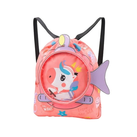 

Manyache Kids Swim Bag Cartoon Printed Drawstring Backpack Lightweight Beach Swimming Pool Gym Bag Waterproof Sports Storage Pouch