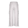 thumbnail image 6 of DeHolifer Womens Cargo Pants Plus Size Solid Color Elastic Waisted Casual Ttrousers with Pocket Gray 2XL, 6 of 7