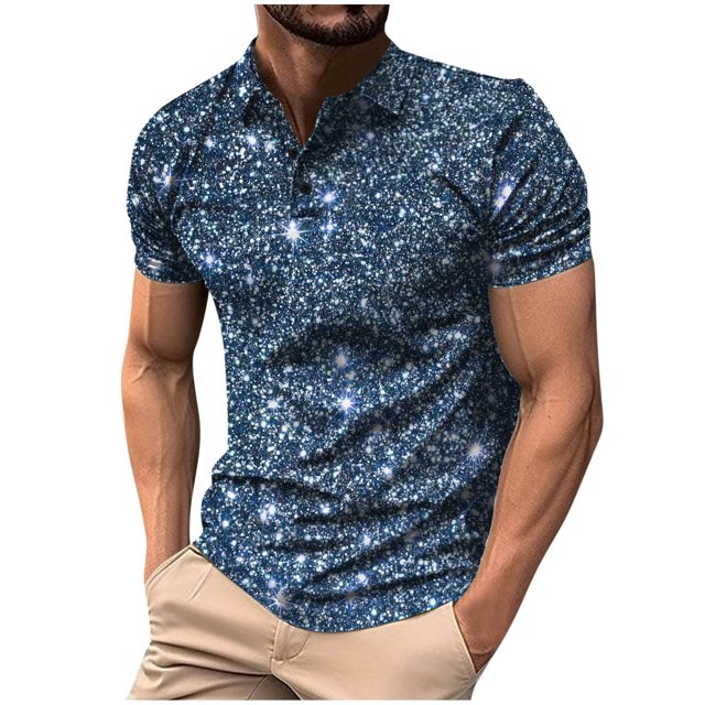 Birdeem Chemises pour Hommes Chandail à Col Rabattu à Carreaux Rayé Fermeture Éclair Manches Courtes Haut/chemise de Sport