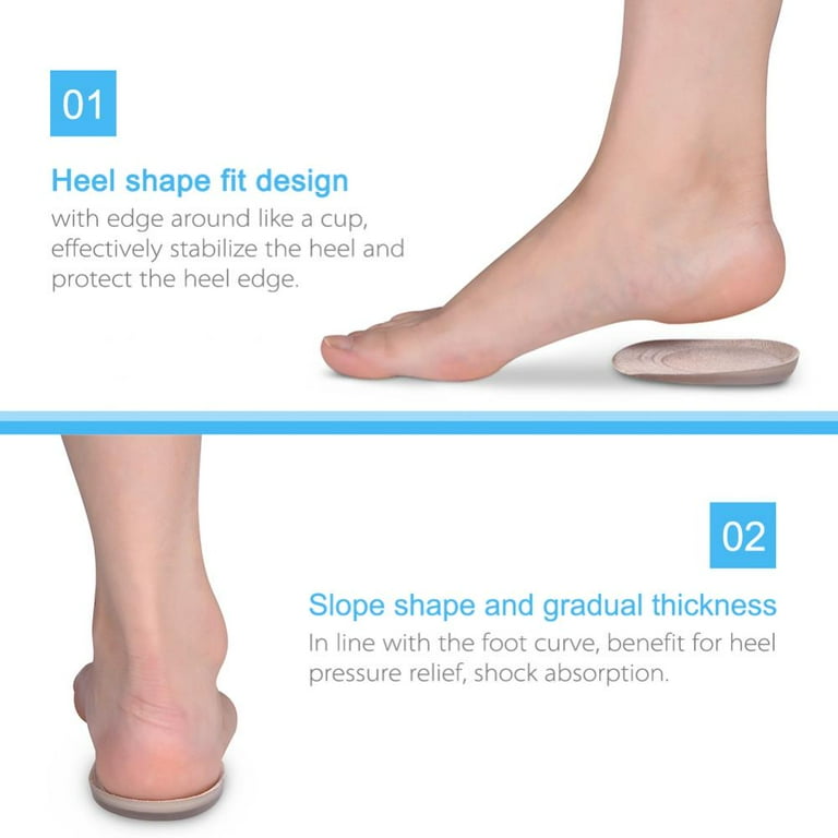 HERCHR Ankle Support Insoles 2 Pairs Gel Heel Lift Bone Spur