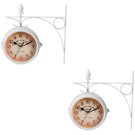 LITINKIMI Retro Iron Wall Clock Double-Sided Quiet Design for Home Decor 2Pcs