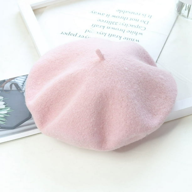 Boina de lana para mujer, estilo francés, boinas de lana de color liso para adultos, boina, sombrero de artista, boina de lana, gorros estilo francés, boinas de moda para mujer, niñas,