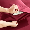 thumbnail image 7 of Virtu Bed Sheets Set, Deep Pocket Rayon Derived Bamboo Blend Cooling Twin Sheets sets, Burgundy Red, 7 of 7