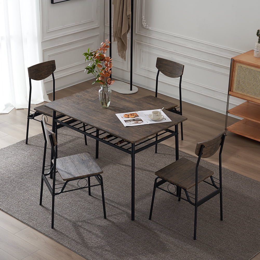 Kadyn 5 PC Dining Set, Dining Table and Chair Set for 4, Kitchen Table Sets with 4 Chairs, Brown Kadyn 5 PC Dining Set, Dining Table and Chair Set for 4, Kitchen Table Sets with 4 Chairs, Brown