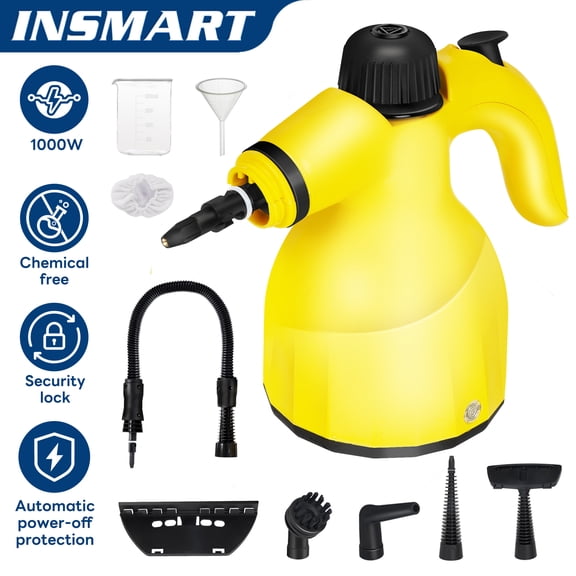 INSMART 12.7oz Handheld Steam Cleaner for Home, 1000W Multi-Surface Cleaner with 9 Accessories, Pressurized High-Temperature Steamer for Cleaning Car, Bathroom, Window, Grout, Grease
