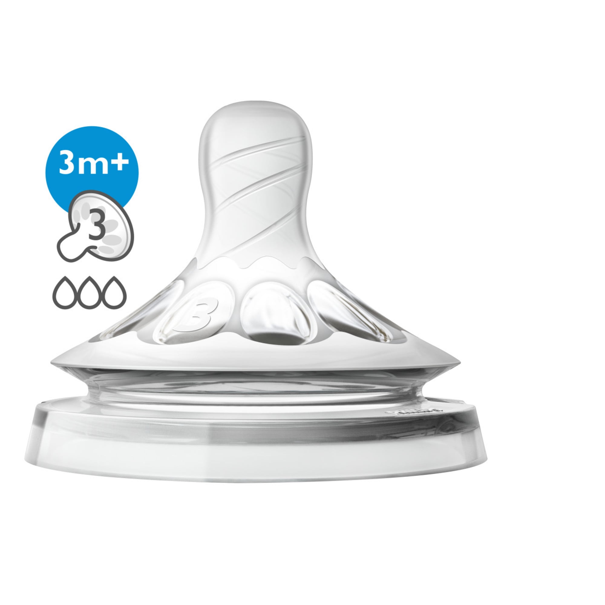 (2 pack) Philips Avent Natural Baby Bottle Medium Flow Nipple, 3M+, 2pk, SCF653/23