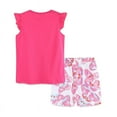 thumbnail image 4 of Girls Outfits Size 1-2 Children Summer Butterfly Printed Fly Sleeve T Shirt Tops and Shorts 2Pcs Clothes Set Girls Clothing Set Hot Pink, 4 of 5