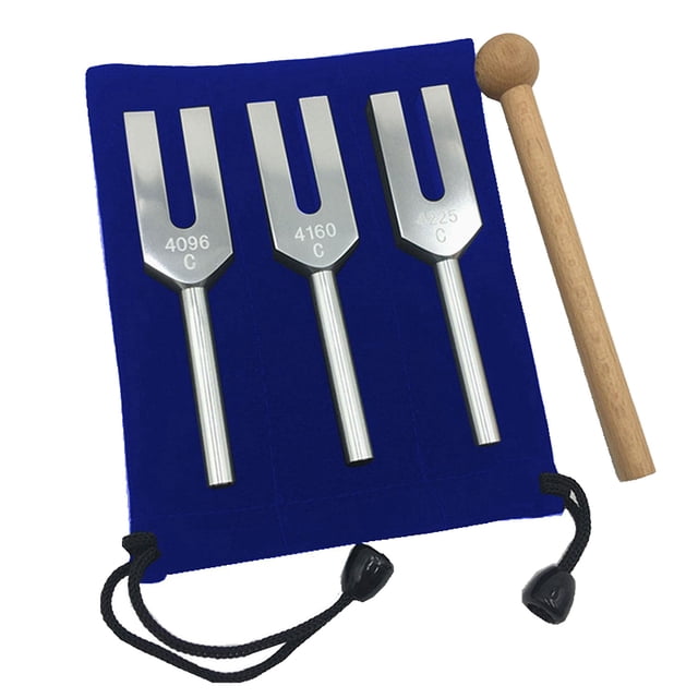 Juego de Diapasones 4096 Hz 4160 Hz 4225 Hz Juego de Diapasones Juego de Diapasones con Martillos de Madera y Bolsa de Tela Estilo 1