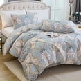 thumbnail image 2 of 100% Natural Cotton Comforter Set 3 Pcs Grayish Blue Bedding Sets with Luxurious Damask Pattern, Reversible Breathable Soft Comforter Sets for All Season, 2 of 6