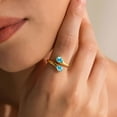 thumbnail image 2 of LUNVKY 18K Gold Plated Rings for Women Stackable Adjustable Non Tarnish CZ March Birthstone Ring with Blue Aquamarine Wedding Birthday Graduation Jewelry Gifts Teen Mom Her Adult Wife Ideas, 2 of 6