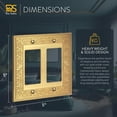 thumbnail image 2 of Rio Salto Laurel Collection Double Rocker Gold Light Switch Cover Plate  Medium 5" x 5" Brushed Brass Metal Wall Plate, Luxury Decorative 2-Gang Switch Plate Premium Heavy-Gauge Wall Plates, 2 of 9