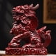 thumbnail image 4 of Large red Qilin figurine, made of wood, featuring male and female fire Qilin, carved from rosewood, a solid wood home feng shui decoration., 4 of 4