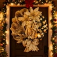 thumbnail image 6 of Small Flat Wooden Wreaths Sign Decorations 12" Christmas Wreaths for Front Door with Gold Flowers Berries Christmas Balls Bows Holiday Decorations, 6 of 6