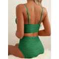 thumbnail image 6 of Eytino Swimsuit Women High Waisted Bikini Sets 2 Piece Cutout Swimming Suits Textured Ruched V Neck Beach Bathing Swim Suit Swimwear Green S-2XL, 6 of 12