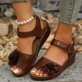 thumbnail image 5 of Wavsuf Platform Sandals for Women Wide Hollow Out Casual Summer Brown Sandals Shoes Size 9.5, 5 of 8