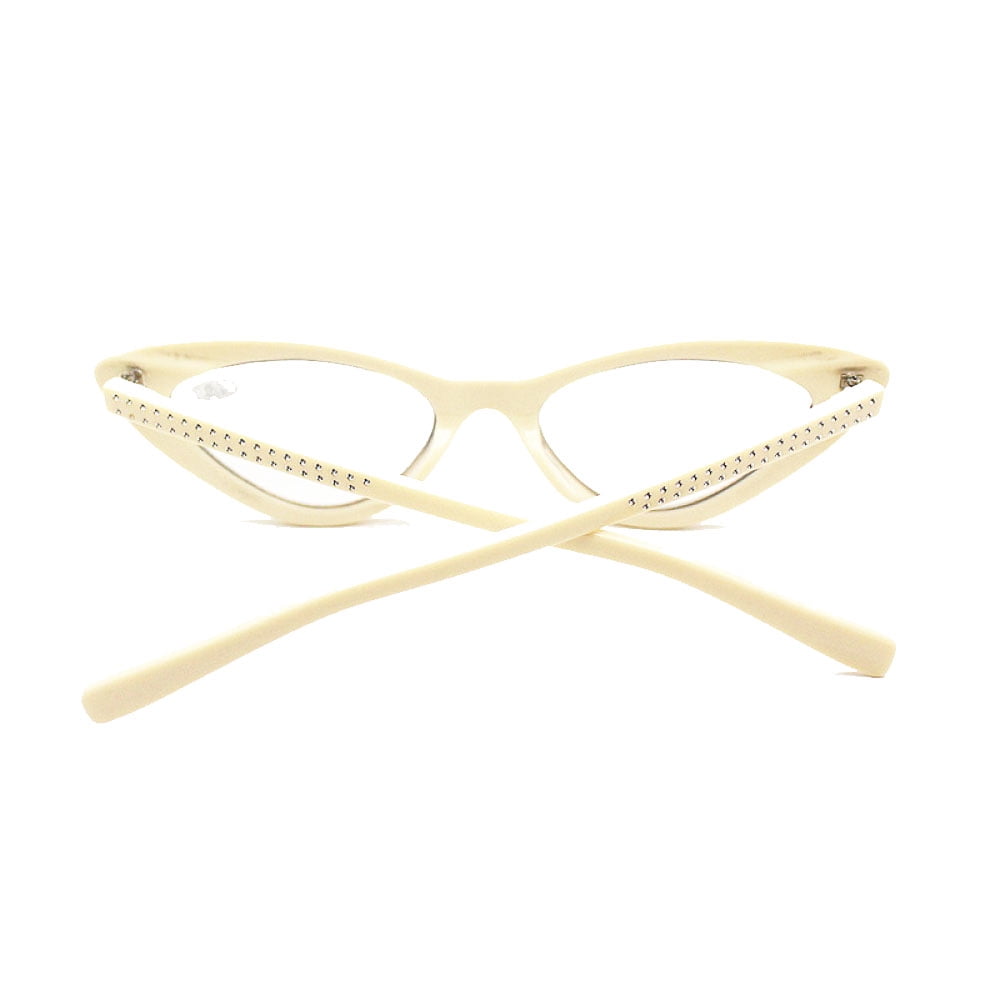 3 Pairs of Women Beige Cat Eye Reading Glasses Diamond Presbyopic Glasses Plastic Readers +2.50