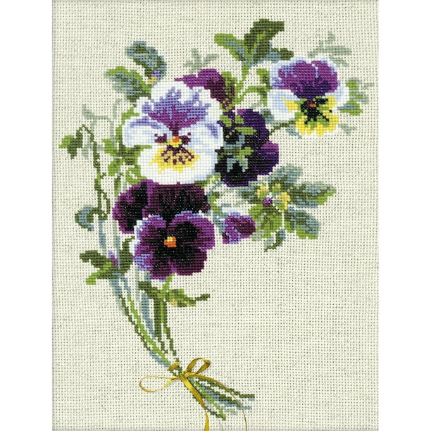 Bunch Of Pansies Counted Cross Stitch Kit, 9.5" x 11.75", 14Count