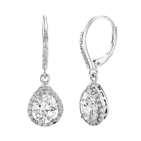 - Cubic Zirconia Sterling Silver Teardrop Earrings