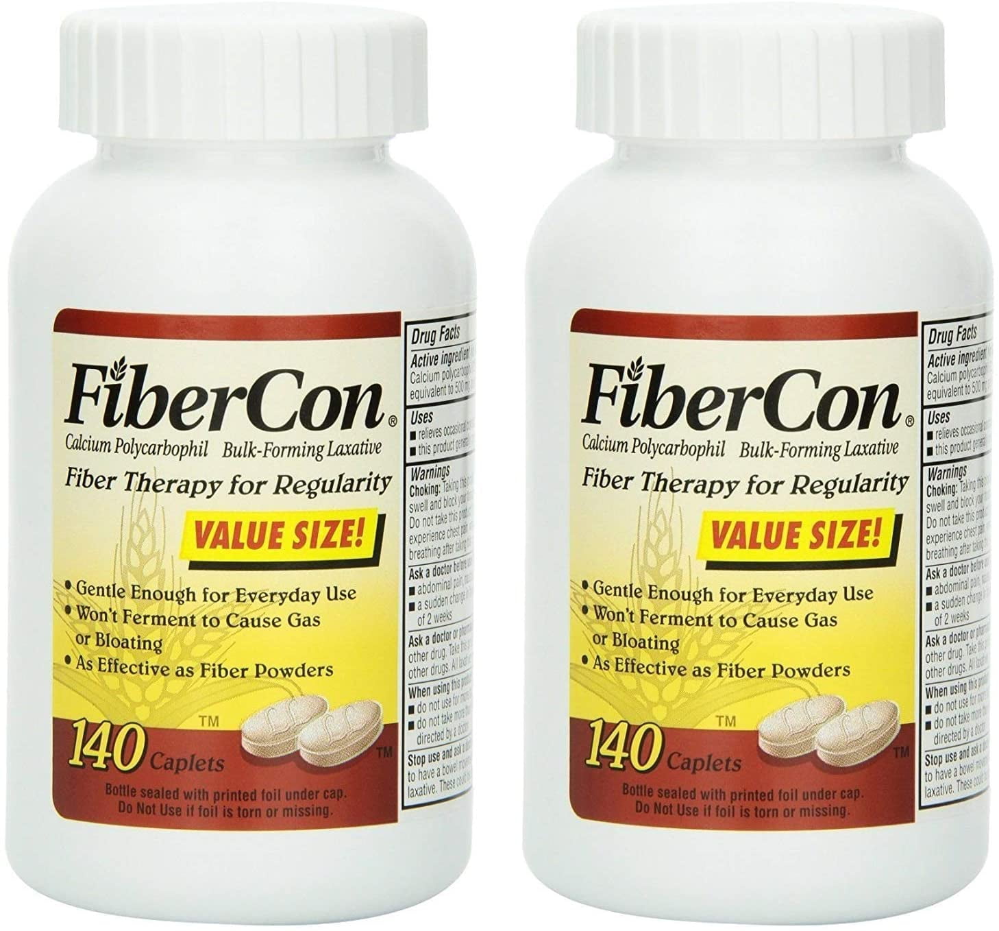 FiberCon Fiber Therapy for Regularity, Caplets, Value Size 140 caplets
