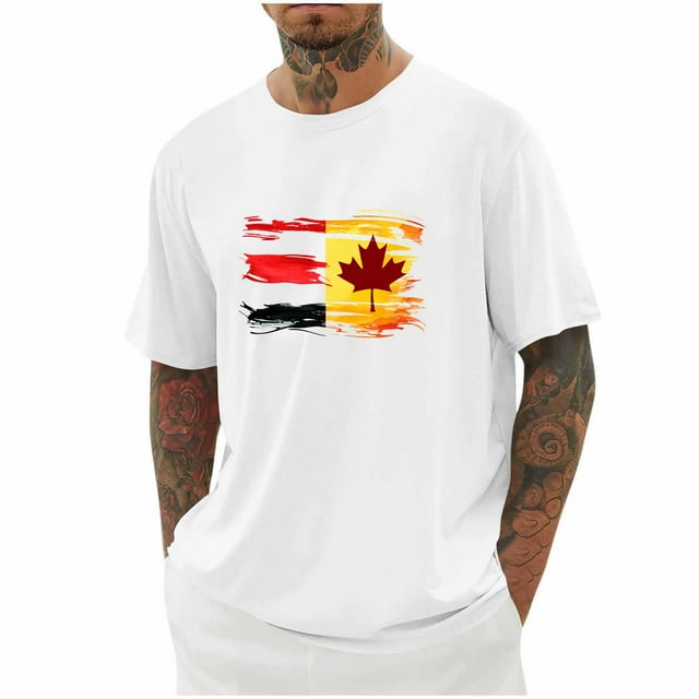 Styesk T-Shirts pour Homme Imprimé Col Rond Mode Décontractée Manches Courtes Blouses
