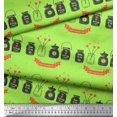 thumbnail image 2 of Soimoi Green Cotton Voile Fabric Jar & Happy Valentine Day Text Print Fabric by Yard 56 Inch Wide, 2 of 3